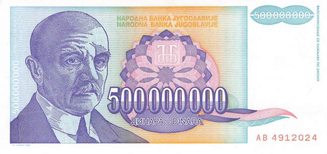 Jugoslawien p134 500 Millionen Dinara 1993